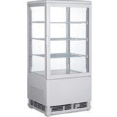 Flat Glass Door Silver Display Cooler with Internal Top Lighting.